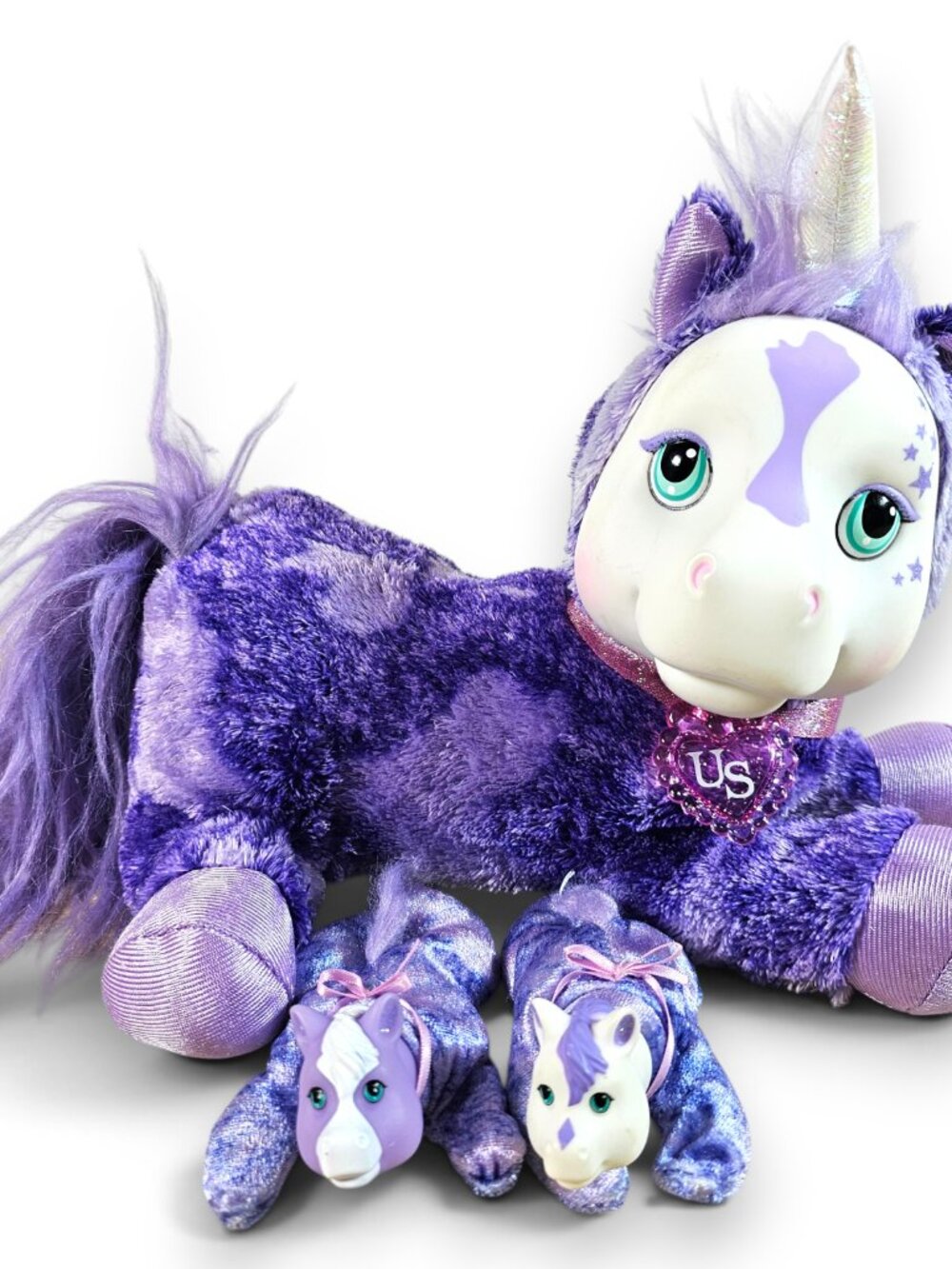 Just Play Unicorn Surprise Plush Stuffed Toy Mom with 2 Babies Purple 2019 10"